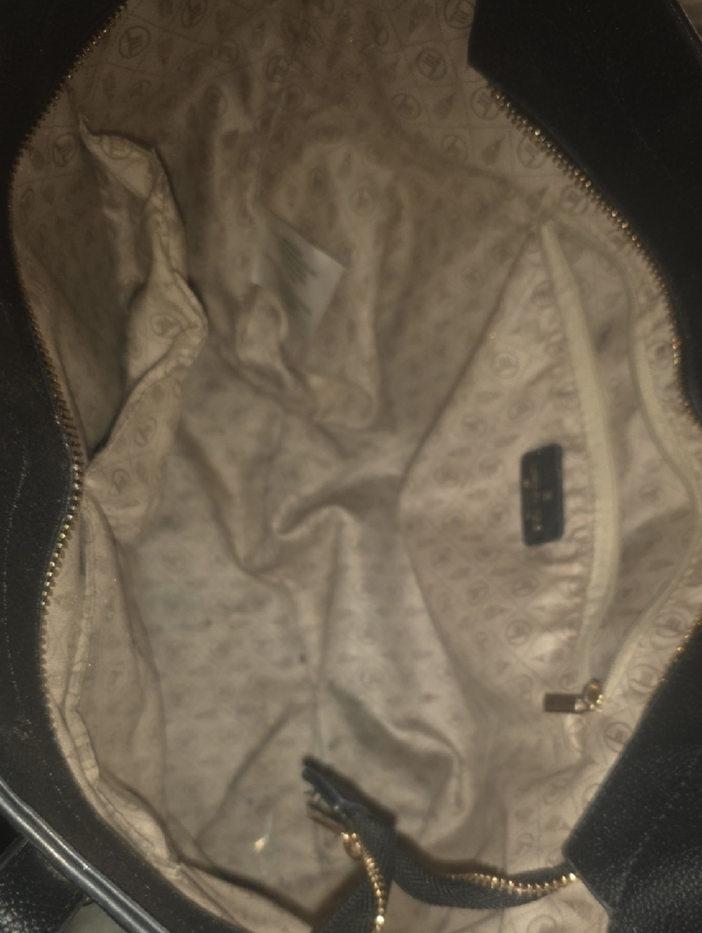 London Fog Black Pebbled Leather Tote with Gold Hardware - Picture 4 of 4